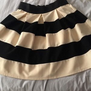 Stripe It Lucky Skater Skirt in Black & Ivory